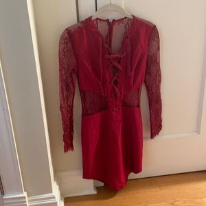 Revolve red lace up dress. Worn once!